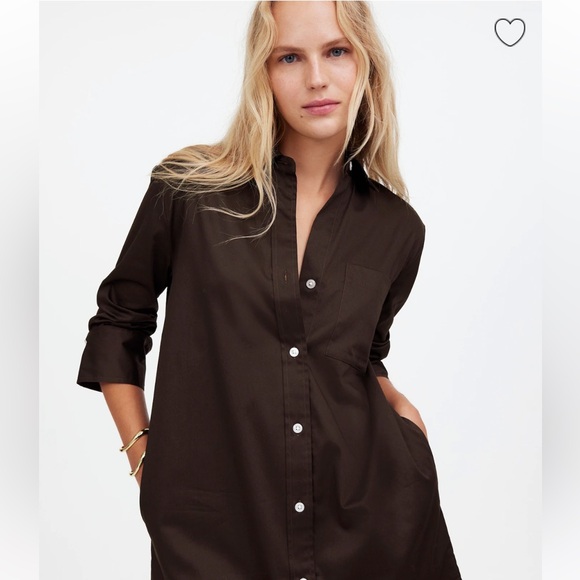 NWT Madewell Chocolate Brown Shirt Dress - Picture 3 of 6